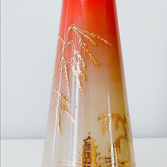 VINTAGE Bartlett Collins Japanese Bud Vase Coral Orange Pink Ombré - Picture 9 of 11